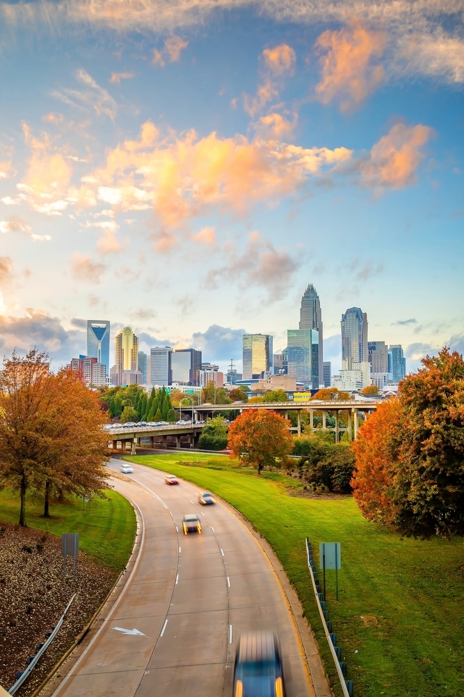 Charlotte,City,Downtown,Skyline,Cityscape,Of,North,Carolina,,Usa,At