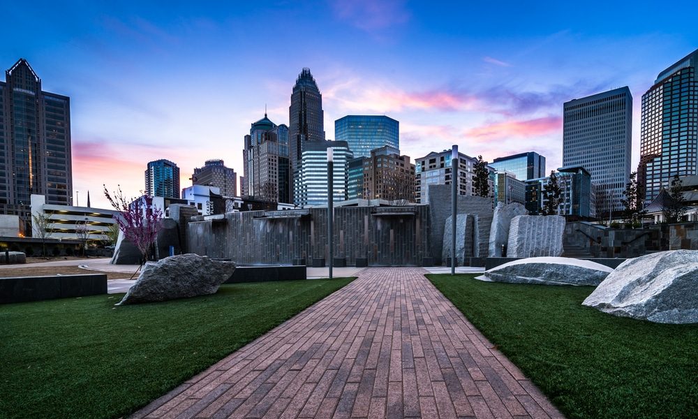 Romare-bearden,Park,In,Uptown,Charlotte,,North,Carolina,At,Sunrise